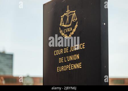 LUXEMBOURG, MAI 2022 : les bâtiments de la Cour de justice de la Communauté européenne dans le quartier de la place de l'Europe Kirchberg Banque D'Images