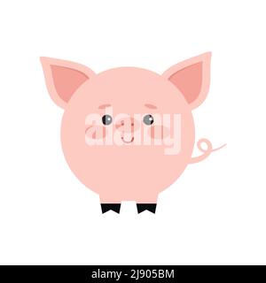 Icône de visage animal de ferme en cercle isolée sur fond blanc. Illustration de Vecteur