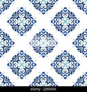 Motif de vecteur de mandala bleu. Décoration orientale sans couture Illustration de Vecteur
