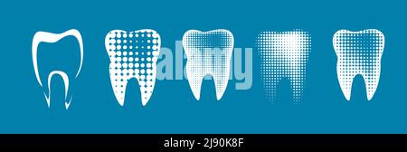 Ensemble de logos de dents. Icône Bluetooth blanche - illustration vectorielle du modèle de logo dentaire Illustration de Vecteur