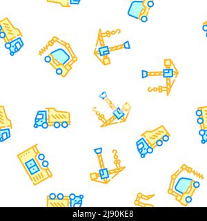 Les icônes de collection de véhicules de construction définissent une illustration isolée Illustration de Vecteur