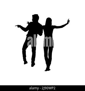 Silhouette de couple dansant isolée sur fond blanc Illustration de Vecteur