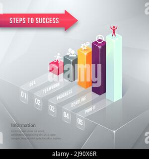 Chemin vers la réussite graphique d'affaires coloré élément graphique isolé sur fond gris. Illustration de Vecteur
