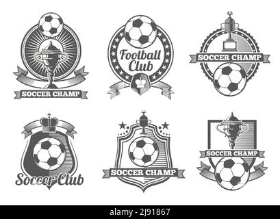 Étiquettes, logos, emblèmes de football ou de football vintage. Sport de football, étiquette de football, badge de football, illustration de l'emblème de football Illustration de Vecteur