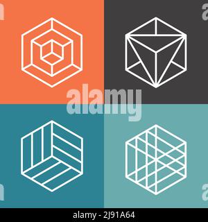 Logos vectoriels hexagonaux de style linéaire. Logo hexagonal, abstrait hexagonal, logo géométrique hexagonal illustration Illustration de Vecteur