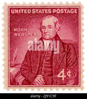 Timbre Postage de Noah Webster émis en 1958. Banque D'Images