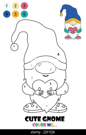 Livre de coloriage mignon gnome, illustration vectorielle de dessin animé Illustration de Vecteur