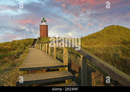 Petit phare, Quermatenfeuer, tôt le matin, Kampen, Sylt, Îles de la Frise du Nord, Frise du Nord, Schleswig-Holstein, Allemagne Banque D'Images