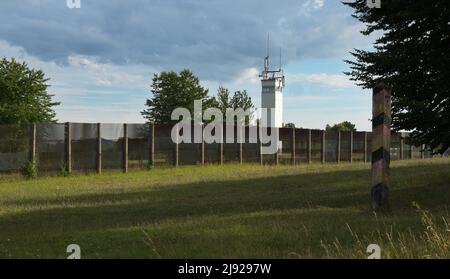 Fortifications frontalières à l'ancienne base d'observation américaine, point Alpha, à la frontière intérieure de l'Allemagne. Aujourd'hui, point Alpha est un mémorial, commémoratif et Banque D'Images