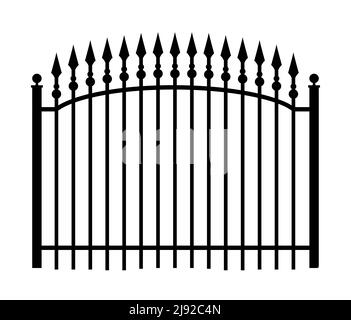 Grille de clôture en fer métallique à pointe de fer arrière-plan en acier de sécurité réaliste. Icône de clôture en métal Illustration de Vecteur
