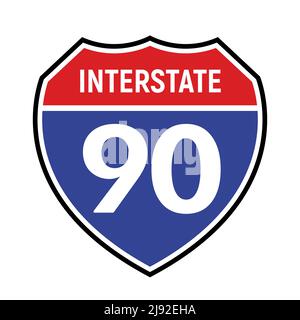 90 icône de l'itinéraire. Vector Road 90 Highway Interstate american Freeway US california route symbole Illustration de Vecteur