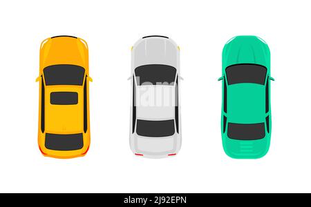 Icône de dessin animé vectoriel de la vue de dessus de la voiture. Illustration de l'antenne avec pictogramme de véhicule au-dessus de la vue de dessus Illustration de Vecteur