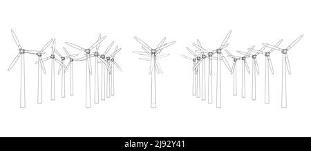 Éoliennes. Rendu vectoriel de 3D Illustration de Vecteur