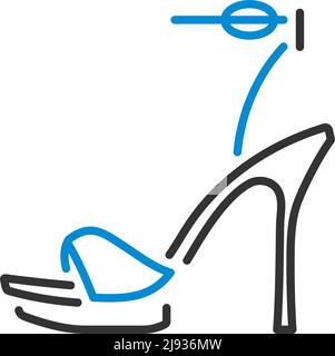 Femme Haut talon Sandale icône. Contour gras modifiable avec Color Fill Design. Illustration vectorielle. Illustration de Vecteur
