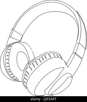 dessin en ligne continu d'une illustration vectorielle de casque ou d'écouteurs de studio Illustration de Vecteur