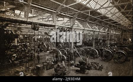 Une ancienne photo prise à l'intérieur du magasin de roues de Great Western Railways à Swindon, Royaume-Uni. Banque D'Images