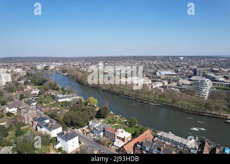 Vue aérienne de Kingston upon Thames UK drone Banque D'Images