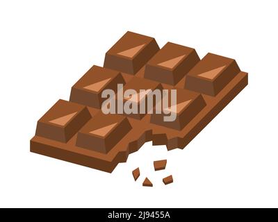 Barre de chocolat avec chapelure. En-cas. Barre de chocolat énergétique avec petits morceaux. Piquer le chocolat wilk avec un coin cassé. Produit alimentaire cacao. Illustration de Vecteur