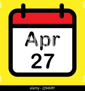 Icône calendrier vingt-septième avril, illustration vectorielle Illustration de Vecteur