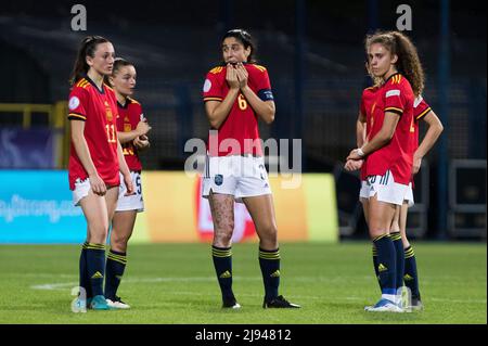 Zenica, Bosnie-Herzégovine, 15th mai 2022. Marina Artero, d'Espagne, réagit lors du match final de l'UEFA Women's Lder-17 Championship 2022 entre l'Espagne U17 et l'allemagne U17 au stade Grbavica à Sarajevo, en Bosnie-Herzégovine. 15 mai 2022. Crédit : Nikola Krstic/Alay Banque D'Images