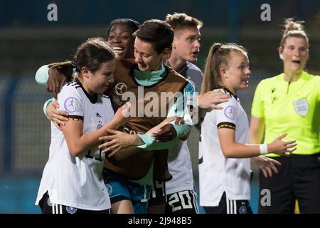 Zenica, Bosnie-Herzégovine, 15th mai 2022. Loreen Bender, d'Allemagne, réagit lors du match final de l'UEFA Women's Championship 2022 final entre l'Espagne U17 et l'allemagne 17 U17 au stade Grbavica à Sarajevo, en Bosnie-Herzégovine. 15 mai 2022. Crédit : Nikola Krstic/Alay Banque D'Images