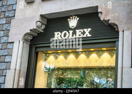 Barcelone Espagne 9 mai 2022 affiche du magasin Rolex. Rolex