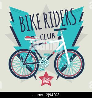 T-shirt ou affiche avec illustration de vélo avec foudre et une étoile au centre. Illustration de Vecteur