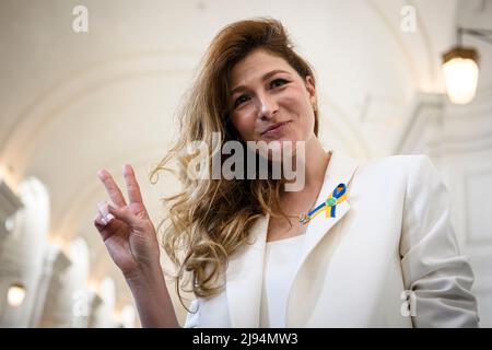 Venaria Reale, Italie. 20 mai 2022. Emine Dzzaparova, Premier Vice-Ministre des Affaires étrangères de l'Ukraine, gestuelle lors du Comité des Ministres des Affaires étrangères du Conseil de l'Europe de 132nd. Credit: Nicolò Campo/Alay Live News Banque D'Images