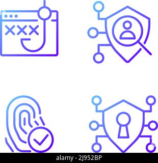 Sécurité et protection des données pixel Perfect gradient Linear Vector Icons Set Illustration de Vecteur