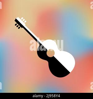 Guitare classique. Instrument de musique à cordes. Conception du couvercle. Illustration abstraite sur fond couleur. Banque D'Images