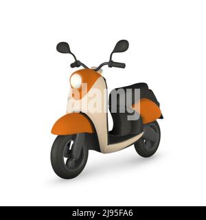 scooter rétro 3d sur fond blanc. Scooter à moteur classique. Illustration vectorielle. Illustration de Vecteur