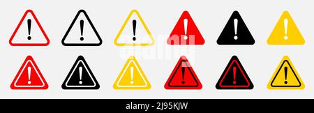 Jeu de panneaux d'avertissement. Symbole d'avertissement de danger avec point d'exclamation Illustration de Vecteur