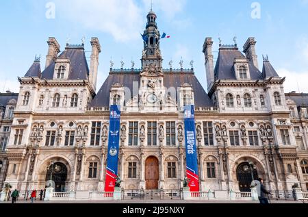 Hôtel de ville, Paris, France lors d'un match de NBA aux Etats-Unis Banque D'Images
