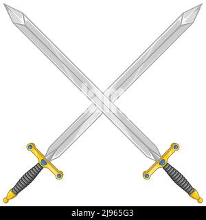 Motif vectoriel d'épée médiévale, épée chevalier d'âge moyen Illustration de Vecteur