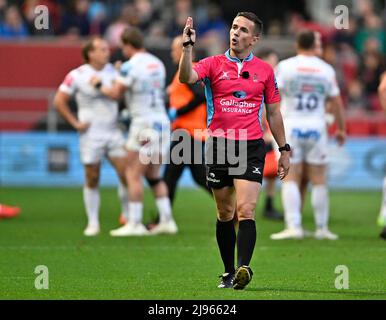 Bristol, Royaume-Uni. 20th mai 2022. Rugby, premier ministre. Bristol porte les V Exeter Chiefs. Stade Ashton Gate. Bristol. Luke Pearce (arbitre) pendant les Bristol Bears V Exeter Chiefs. Match de rugby Gallagher Premiership. Credit: Sport en images/Alamy Live News Banque D'Images