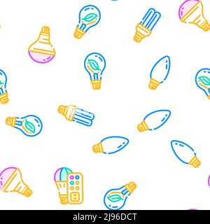 Ampoule éclairage accessoire électrique icônes Set Vector Illustration de Vecteur