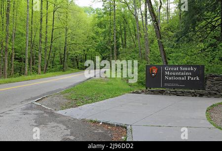 Entrée au parc national des Great Smoky Mountains, Tennessee Banque D'Images