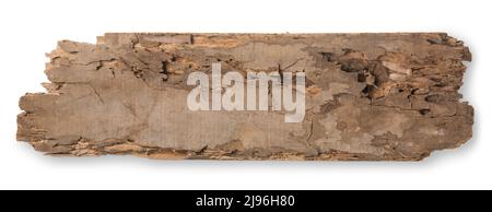 pièce de vieux bois pourri, termites, bois abîmé et délabré panneau isolé sur fond blanc Banque D'Images