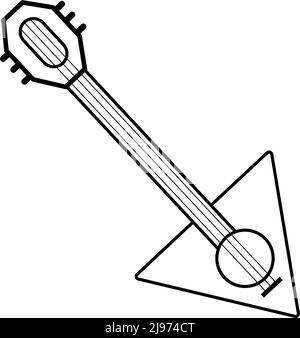 Balalaika icône d'instrument musical, style de contour Illustration de Vecteur