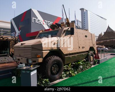 Abu Dhabi, Émirats Arabes Unis - 23 février. 2011 : véhicule de mobilité d'infanterie Nexter Aravis à l'exposition militaire IDEX 2011 Banque D'Images