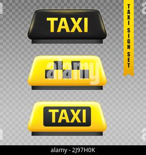 Taxi jaune signe transparent ensemble réaliste isolé illustration de vecteur Illustration de Vecteur