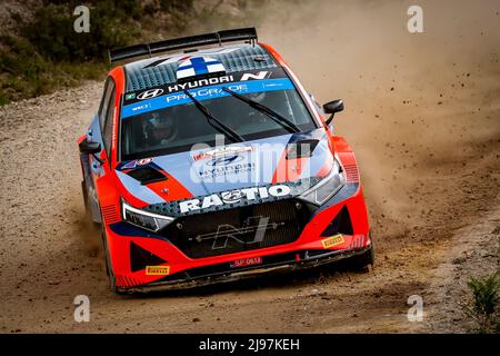 Matosinhos, Portugal. 21st mai 2022. 21 SUNINEN Teemu (fin) MARKKULA Mikko (fin), HYUNDAI MOTORSPORT N, HYUNDAI i20 N, action pendant le Rallye de Portugal 2022, 4th ronde du Championnat mondial de voitures de rallye WRC 2022, du 19 au 22 mai 2022 à Matosinhos, Portugal - photo Paulo Maria / DPPI crédit: DPPI Media/Alay Live News Banque D'Images