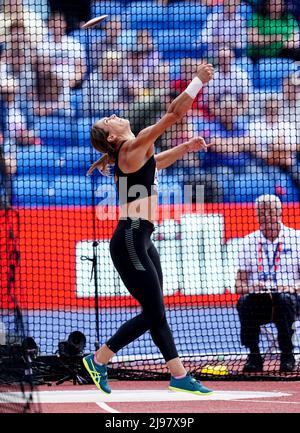 La valarie Allman des États-Unis en action pendant le Plance Discus des femmes lors de la rencontre de la Muller Birmingham Diamond League au stade Alexander, Birmingham. Date de la photo: Samedi 21 mai 2022. Banque D'Images