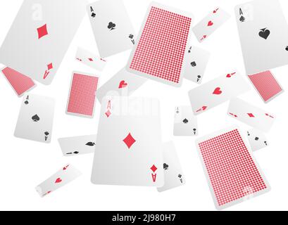 Jouer des cartes tombant dans des positions diverses composition chaotique de diamants pique les cœurs fait une illustration réaliste du vecteur d'arrière-plan Illustration de Vecteur