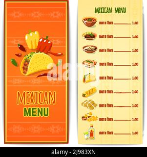 Modèle de menu de restaurant mexicain avec vecteur de cuisine traditionnelle épicée illustration Illustration de Vecteur