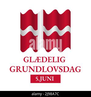 Danemark affiche typographique de la Journée de la Constitution en danois. Fête du 5 juin. Modèle vectoriel pour bannière, prospectus, cartes de vœux, etc Illustration de Vecteur