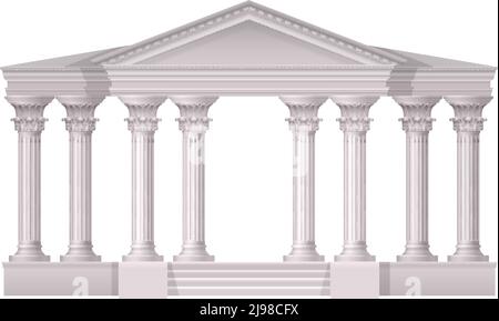 Colonnes blanches anciennes réalistes composition réaliste avec style 3d activé illustration vectorielle sur fond blanc Illustration de Vecteur