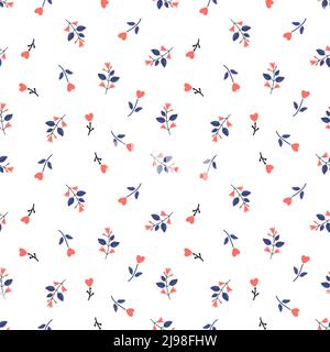 Motif vectoriel sans couture avec coeurs et fleurs Illustration de Vecteur