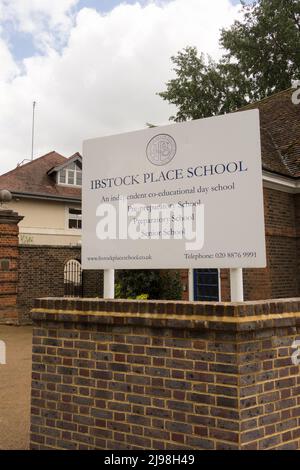 Ibstock place School Signage, Clarence Lane, Roehampton, Londres, SW15, Angleterre, Royaume-Uni Banque D'Images