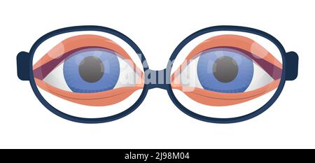 Yeux humains avec des verres. Vérifiez votre illustration de la vue pour la médecine, web médical, blog. Optométriste, problème d'ophtalmologie et maladie. Myopie, gla Illustration de Vecteur